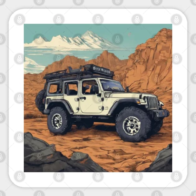 Jeep climbing a muddy mountain Sticker by AySelin